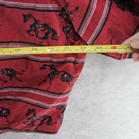 Wrangler Women’s  XL Western Wear For Women Horse Print Button Up Crop Top VTG - Picture 3 of 9